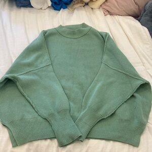 Free People Sage Green Crew Neck Sweater